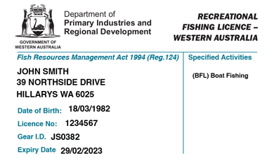 Recreational fishing licences