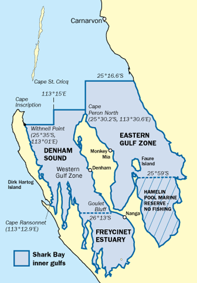map of Shark Bay's inner gulfs