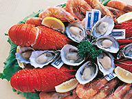 A plate of restaurant-style seafood